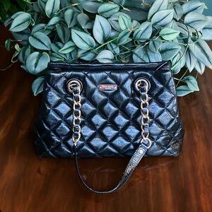 Kate Spade Quilted Leather Maryanne Small Shopper Tote Purse Gold Chain Strap